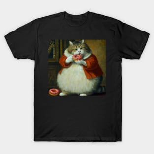 Chonky Cat snacking on a tasty donut T-Shirt